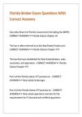 Florida Broker Exam Questions With Correct Answers