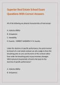 Superior Real Estate School Exam Questions With Correct Answers 