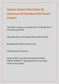 Superior School of Real Estate NC License Law 02 Questions With Correct Answers 