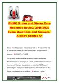 BHMC Stroke & Stroke Core Measures Review 2026&sol;2027 Exam Questions & Answers &ndash; 20 Questions &vert; Acute Ischemic Stroke&comma; NIHSS&comma; BEFAST&comma; Thrombectomy & Stroke Alerts