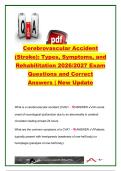Cerebrovascular Accident &lpar;Stroke&rpar; 2026&sol;2027 Exam Questions & Answers &ndash; 75 Questions &vert; CVA Types&comma; Symptoms&comma; ACA&sol;MCA&sol;PCA Syndromes&comma; Aphasia & Stroke Rehabilitation