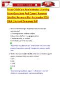 Texas Child Care Administrator Licensing&NewLine;Exam Questions And Correct Answers&NewLine;&lpar;Verified Answers&rpar; Plus Rationales 2026&NewLine;Q&A &vert; Instant Download Pdf