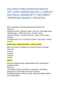 AFAA GROUP FITNESS INSTRUCTOR PRACTICE TEST &vert;LATEST UPDATED 2026&sol;2027 &vert;A COMPLETE SOLUTION ALL ANSWERS GET IT 100&percnt; CORRECT &vert;VERIFIED BEST GRADED A&plus; FOR SUCCESS