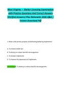 West Virginia &mdash; Barber Licensing Examination &NewLine;with Practice Questions And Correct Answers &NewLine;&lpar;Verified Answers&rpar; Plus Rationales 2026 Q&A &vert; &NewLine;Instant Download Pdf