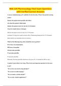 NSG 124 Pharmacology Final Exam Questions&NewLine;with Verified Correct Answers