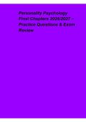 Personality Psychology Final Chapters 2026&sol;2027 &ndash; Practice Questions & Exam Review