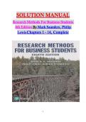 Solution manual for Research Methods For Business Students &NewLine;8th Edition By Mark Saunders&comma; Philip Lewis ISBN 978-1292208787&NewLine;