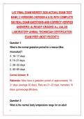 LAT FINAL EXAM NEWEST 2026 ACTUAL EXAM TEST&NewLine;BANK&vert; 2 VERSIONS &lpar;VERSION A & B&rpar; WITH COMPLETE&NewLine;500 REAL EXAM QUESTIONS AND CORRECT VERIFIED&NewLine;ANSWERS&sol; ALREADY GRADED A&plus;&vert; AALAS&NewLine;LABORATORY ANIMAL TECHNICIAN CERTIFICATION&NewLine;EXAM PREP &lpar;MOST RECENT&excl;&excl;&rpar;