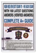 NGN HESI RN Exit Exam V1 - V6 Each Exam&NewLine;With 160 Latest Questions And&NewLine;Answers&lpar;Verified Answers&rpar;&comma; 100&percnt;&NewLine;Guaranteed Pass &vert;&vert; Complete A&plus; Guide