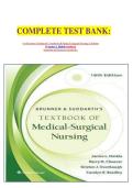 COMPLETE TEST BANK&colon;&NewLine;&NewLine;&NewLine;For Brunner & Suddarth's Textbook Of Medical-Surgical Nursing 16 Edition&NewLine;By Janice L&period; Hinkle &lpar;Author&rpar;&comma;&NewLine;Questions And Answers Graded A&plus;&period;&NewLine;&NewLine;