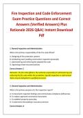 Fire Inspection and Code Enforcement Exam Practice Questions and Correct Answers &lpar;Verified Answers&rpar; Plus Rationale 2026 Q&A&vert; Instant Download Pdf