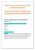 NURS 6521 Advanced Pharmacology Midterm Exam 2026&sol;2027 &vert; 150 Multiple-Choice Questions with Answers & Detailed Rationales