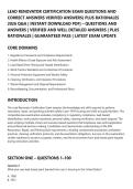 LEAD RENOVATOR CERTIFICATION EXAM QUESTIONS AND&NewLine;CORRECT ANSWERS VERIFIED ANSWERS&rpar; PLUS RATIONALES&NewLine;2026 Q&A &vert; INSTANT DOWNLOAD PDF&rsqb; &ndash; QUESTIONS AND&NewLine;ANSWERS &vert; VERIFIED AND WELL DETAILED ANSWERS &vert; PLUS&NewLine;RATIONALES &vert; GUARANTEED PASS &vert; LATEST EXAM UPDATE&NewLine;