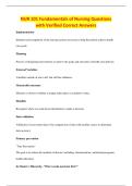 NUR 101 Fundamentals of Nursing Questions&NewLine;with Verified Correct Answers