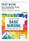 Test Bank for Davis Advantage Basic Nursing&colon; Thinking&comma; Doing&comma; and Caring 3rd Edition By Leslie S&period; Treas&semi; ISBN&colon; 9781719642071 Chapter 1-41&vert; Complete Guide A&plus; &period;
