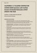 CALIFORNIA C-17 GLAZING CONTRACTOR LICENSE EXAM Questions with Verified Answers & Detailed