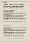 Straighter Line U&period;S&period; History I Final Practice Exam Questions With Verified Answers & Rationales LATEST