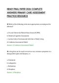 NR601 FINAL PAPER 2026 COMPLETE&NewLine;ANSWERS PRIMARY CARE ASSESSMENT&NewLine;PRACTICE RESOURCE&NewLine;