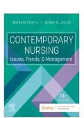TEST BANK FOR Contemporary Nursing&colon; Issues&comma; Trends&comma; and Management 10th Edition by Barbara Cherry ISBN&colon;9780443123566 COMPLETE GUIDE ALL CHAPTERS COVERED 100&percnt; VERIFIED A&plus; GRADE ASSURED&excl;&excl;&excl;&excl;&excl; NEW LATEST UPDATE&excl;&excl;&excl;&excl;&excl;