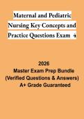 Maternal & Pediatric Nursing Key Concepts and Practice Questions Exam Study Guide 2026