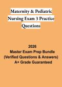 Maternity & Pediatric Nursing Exam 3 Practice Questions Study Guide 2026 &vert; Maternal-Child Nursing Review
