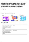 PSI NATIONAL EXAM WITH CORRECT ACTUAL QUESTIONS AND CORRECTLY WELL DEFINED ANSWERS LATEST ALREADY GRADED A&plus;
