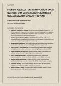FLORIDA AQUACULTURE CERTIFICATION EXAM Questions with Verified Answers & Detailed Rationale