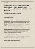 CALIFORNIA C-10 ELECTRICAL CONTRACTOR LICENSE EXAM Practice Questions With Verified
