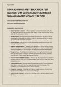 UTAH BOATING SAFETY EDUCATION TEST Questions with Verified Answers & Detailed Rationales