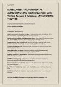 MASSACHUSETTS GOVERNMENTAL ACCOUNTING EXAM Practice Questions With Verified Answers &