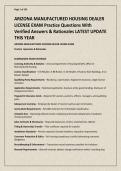 ARIZONA MANUFACTURED HOUSING DEALER LICENSE EXAM Practice Questions With Verified