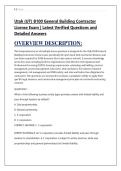 Utah &lpar;UT&rpar; B100 General Building Contractor &NewLine;License Exam &vert; Latest Verified Questions and &NewLine;Detailed Answers 