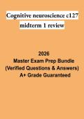 Cognitive Neuroscience C127 Midterm 1 Review Exam Study Guide 2026 &vert; Brain & Cognition Review