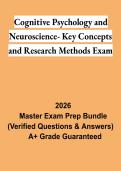 Cognitive Psychology & Neuroscience Key Concepts and Research Methods Exam Study Guide 2026 &vert; Cognitive Science Review