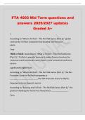 FTA 4003 Mid Term questions and&NewLine;answers 2026&sol;2027 updates&NewLine;Graded A&plus;&NewLine;7&NewLine;According to "What is FinTech - The RichTalk Series &lpar;Part 1&rpar;&comma;" global&NewLine;revenue for FinTech companies has doubled over the past &lowbar;&lowbar;&lowbar;&lowbar;&lowbar;&lowbar;&lowbar;&NewLine;years&period;&NewLine;True&NewLine;TRUE or FALSE&colon; Ac