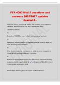 FTA 4003 Mod 2 questions and&NewLine;answers 2026&sol;2027 updates&NewLine;Graded A&plus;&NewLine;AML &lpar;Anti-Money Laundering&rpar; is a law that contains three important&NewLine;elements&period; Which one is not one of the elements of AML&quest;&NewLine;Question 1 options&colon;&NewLine;1&rpar;&NewLine;Deposits of &dollar;10&comma;000 or more in Cash is