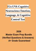 F24 UVA Cognitive Neuroscience&colon; Emotion&comma; Language & Cognitive Control Test Study Guide 2026