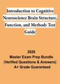 Introduction to Cognitive Neuroscience&colon; Brain Structure&comma; Function & Methods Exam 2 Study Guide 2026