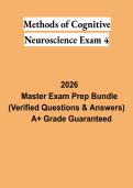 Methods of Cognitive Neuroscience Exam 4 Study Guide 2026 &vert; Research Methods & Neuroscience Techniques Review