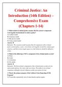 Criminal Justice&colon; An &NewLine;Introduction &lpar;14th Edition&rpar; &ndash; &NewLine;Comprehensive Exam &NewLine;&lpar;Chapters 1-14&rpar;