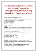 Test Bank Criminal Justice in America &NewLine;11th Edition By George Cole&comma; &NewLine;Christopher Smith&comma; Christina DeJong&comma; &NewLine;Bryan Byers - Comprehensive Exam