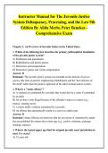 Instructor Manual for The Juvenile Justice &NewLine;System Delinquency&comma; Processing&comma; and the Law 9th &NewLine;Edition By Alida Merlo&comma; Peter Benekos - &NewLine;Comprehensive Exam 