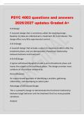 PSYC 4003 questions and answers&NewLine;2026&sol;2027 updates Graded A&plus;&NewLine;A-B Design&NewLine;A research design that is sometimes called the teaching design&period;&NewLine;Baseline &lpar;A&rpar; data are collected and a treatment &lpar;B&rpar; is introduced&period; This&NewLine;design offers very little experimental cont