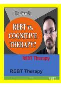 REBT and Client-Centered Therapy&colon;&NewLine;Key Concepts and Treatment&NewLine;Phases Exam questions and&NewLine;answers 2026&sol;2027 updates&NewLine;Graded A&plus;&NewLine;Theory of Change&NewLine;Change occurs through changing irrational beliefs to rational beliefs&comma;&NewLine;which improves clients' emotio