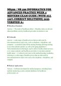 NR599 &sol; NR 599 INFORMATICS FOR&NewLine;ADVANCED PRACTICE WEEK 4&NewLine;MIDTERM EXAM GUIDE &lpar;WITH ALL&NewLine;100&percnt; CORRECT SOLUTIONS&rpar; 2026&NewLine;VERIFIED A&plus;