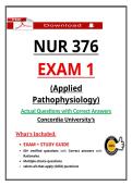 NUR 376 Exam 1 &ndash; Concordia Applied Pathophysiology &lpar;2026&rpar; Actual Questions&comma; Verified Answers with Study Guide &vert; Take & Pass