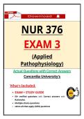 NUR 376 Exam 3 Concordia Applied Pathophysiology &ndash; &lpar;2026&rpar; Actual Questions & Answers &lpar;Guarantee Pass&rpar;