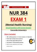 NUR 384 Exam 1 Concordia Mental Health Nursing &ndash; &lpar;2026&rpar; Actual Questions & Answers &lpar;Guarantee Pass&rpar;
