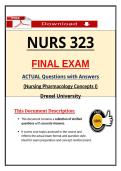 NURS 323 Final Exam Drexel Nursing Pharmacology Concepts I &ndash; &lpar;2026&rpar; Actual Questions & Answers &lpar;Guarantee Pass&rpar;