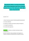 Pennsylvania Barber Licensing Examination &NewLine;with Practice Questions And Correct Answers &NewLine;&lpar;Verified Answers&rpar; Plus Rationales 2026 Q&A &vert; &NewLine;Instant Download Pdf 
